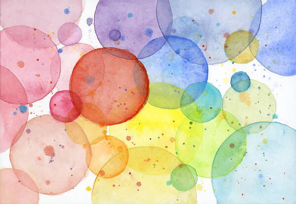 Design Poster featuring the painting Abstract Watercolor Rainbow Circles by Olga Shvartsur