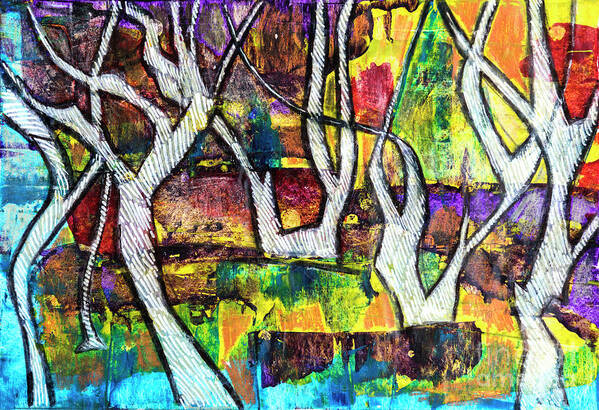 Forest Poster featuring the painting Acrylic Forest by Ariadna De Raadt