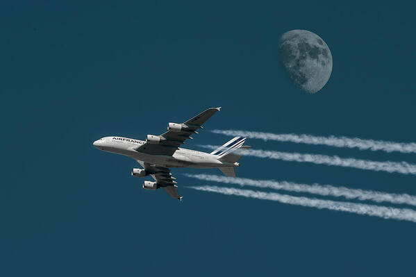 Air France Poster featuring the digital art Air France A380-800 by Erik Simonsen