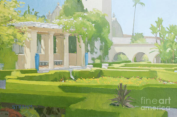 Alcazar Garden Poster featuring the painting Alcazar Garden Balboa Park San Diego California by Paul Strahm