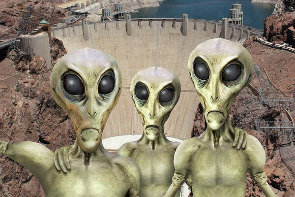 Hoover Dam Poster featuring the photograph Alien Vacation - Hoover Dam by Mike McGlothlen