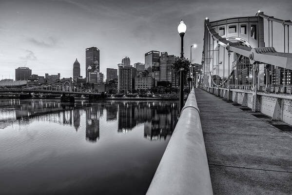 Pittsburgh Poster featuring the photograph Allegheny Waterfront Black and White by Matt Hammerstein