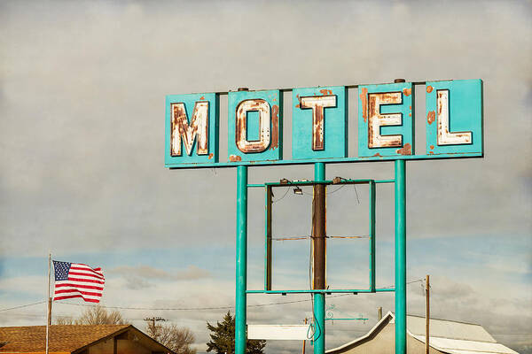 Old Poster featuring the photograph American Retro Motel Sign by James BO Insogna