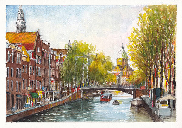 Landscape Poster featuring the painting Amsterdam in Spring by Dai Wynn