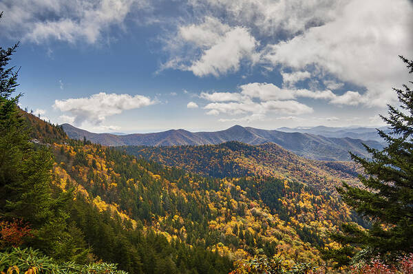 North Carolina Poster featuring the photograph An autumn storm flows over Blue Ridge Parkway by Darrell Young