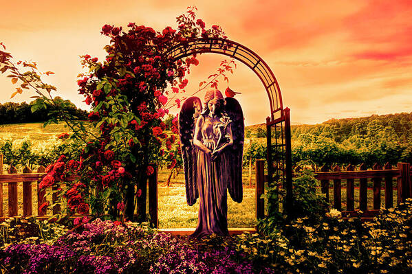 Appalachia Poster featuring the photograph Angel in the Garden at Sunset by Debra and Dave Vanderlaan