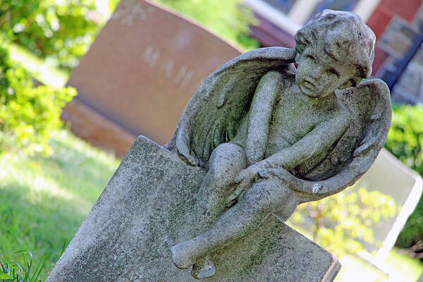 Angel Poster featuring the photograph Angelic Child At Boy's Grave by Cora Wandel