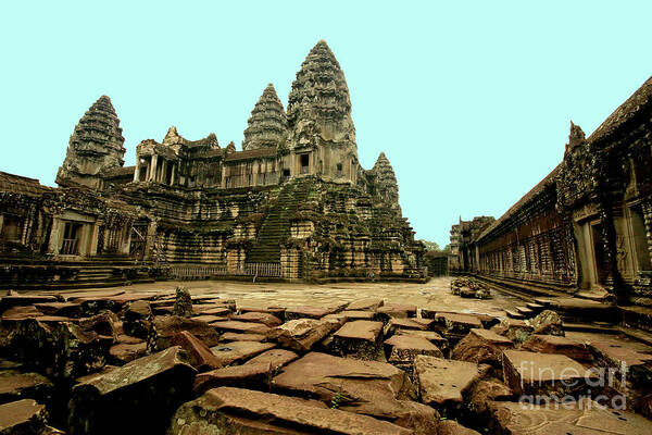  Poster featuring the digital art Angkor Wat by Darcy Dietrich