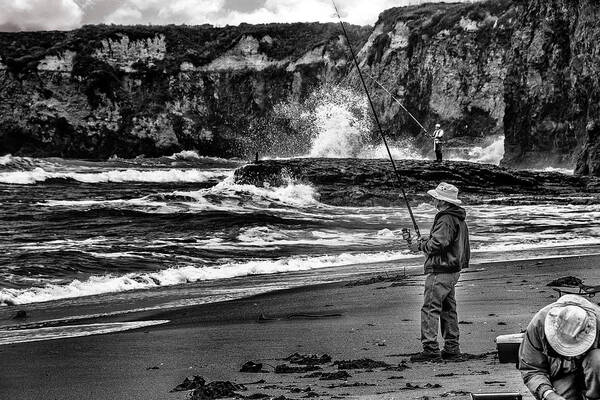  Poster featuring the photograph Angler on the Beach by Patrick Boening