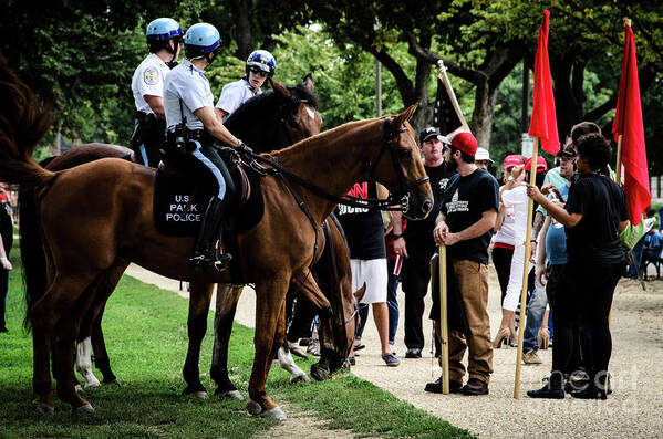 Antifa Poster featuring the photograph Antifa vs Police by Jonas Luis