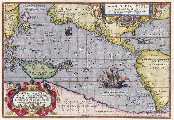Antique Map Of The World By Abraham Ortelius Poster featuring the painting Antique Map Of The World By Abraham Ortelius - 1589 by Marianna Mills