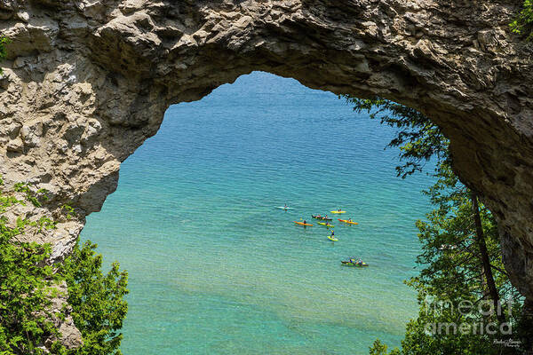 Mackinac Island Poster featuring the photograph Arch Rock Canoeing by Jennifer White