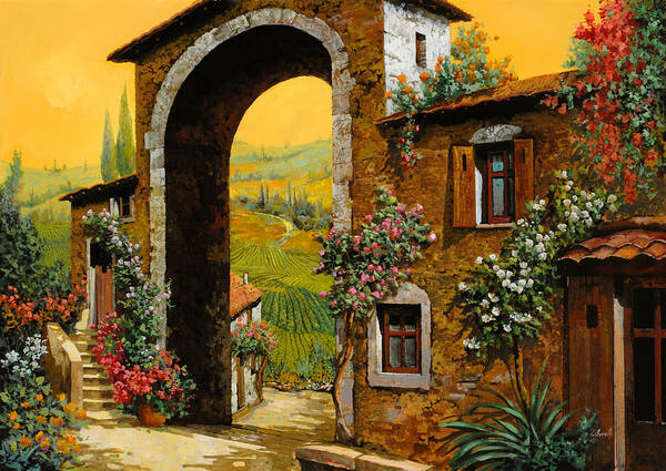 Arch Poster featuring the painting Arco Di Paese by Guido Borelli