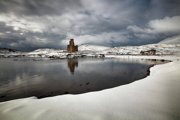 Ardvreck Castle Poster featuring the photograph Ardvreck Castle in Winter by Grant Glendinning