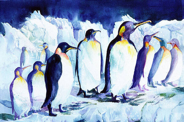 Animals Poster featuring the painting Arctic Penquins by Connie Williams