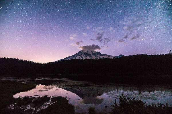 Mount Rainier Poster featuring the photograph Astro Mountain by Kristopher Schoenleber