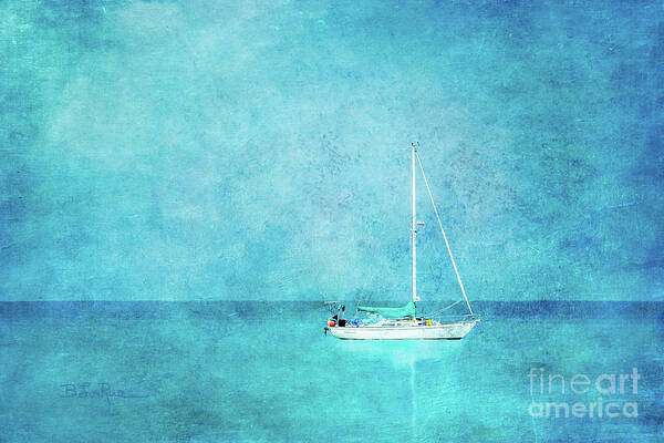 Sailboat Poster featuring the mixed media At Anchor by Betty LaRue