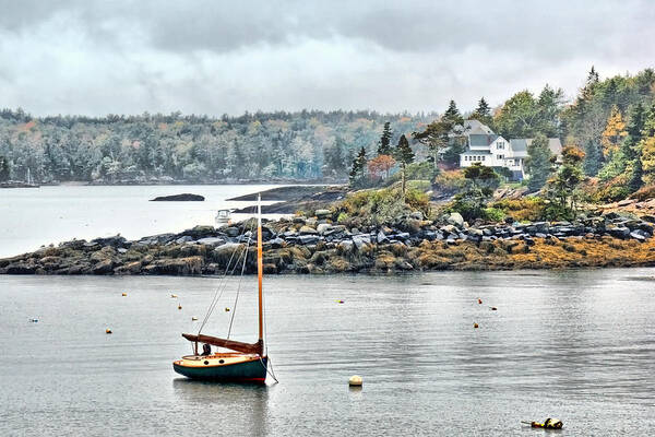 At Anchor Poster featuring the photograph At Anchor - Maine by Nikolyn McDonald