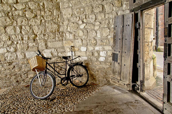 Bike Poster featuring the photograph At the old wooden gate. by Elena Perelman