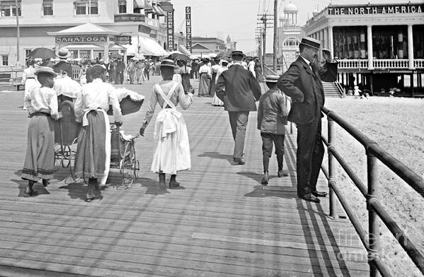 Atlantic City Boardwalk 1902 Poster featuring the photograph Atlantic City Boardwalk 1902 by Padre Art