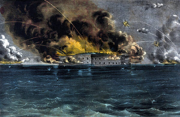 Civil War Poster featuring the painting Attack On Fort Sumter by War Is Hell Store
