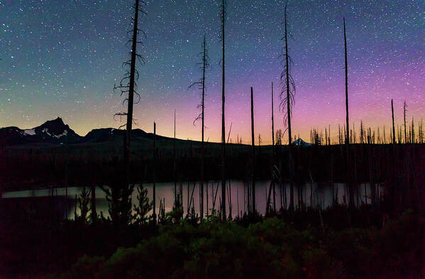 Night Poster featuring the photograph Aurora Reflections by Cat Connor