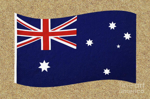 Photography Poster featuring the photograph Australian Flag on Sand by Kaye Menner by Kaye Menner