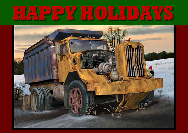 Autocar Poster featuring the digital art Autocar Happy Holidays by Stuart Swartz