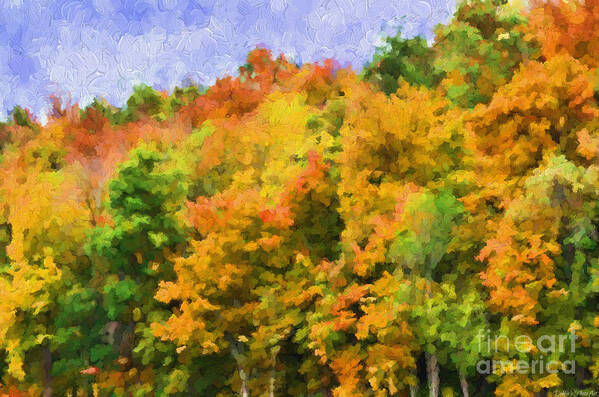 Autumn Poster featuring the photograph Autumn Country on a Hillside II - Digital Paint by Debbie Portwood