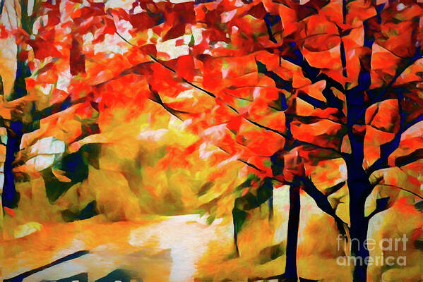 Autumn Foliage Abstract Poster featuring the photograph Glorious Foliage On The Rail Trail - Abstract by Anita Pollak