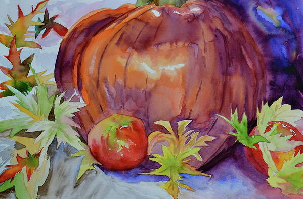 Pumpkin Poster featuring the painting Awaiting by Beverley Harper Tinsley