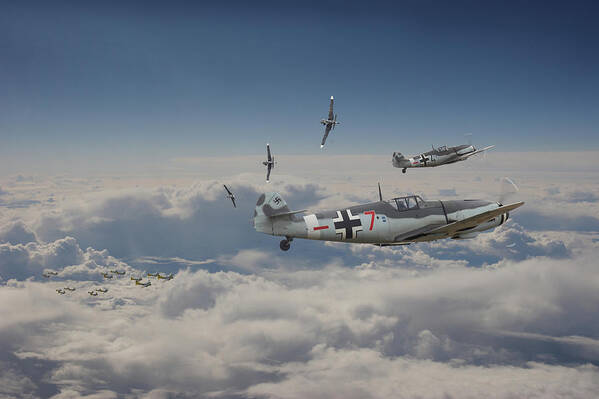 Aircraft Poster featuring the digital art B17 - Luftwaffe Battleground by Pat Speirs