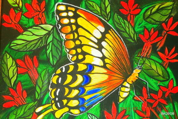 Butterfly Poster featuring the painting Badbutter by Robert Francis