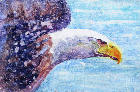 Bald Eagle In Flight Poster featuring the painting Bald Eagle Portrait 2 by Bonnie Rinier