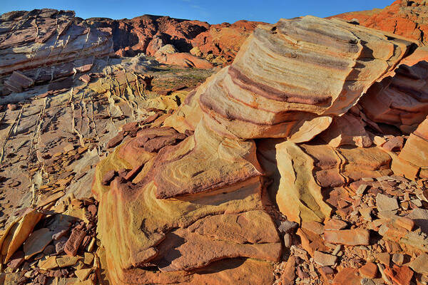 Valley Of Fire State Park Poster featuring the photograph Bands of Colorful Sandstone in Valley of Fire by Ray Mathis