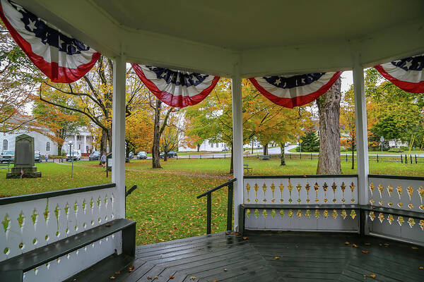 Gazebo Poster featuring the photograph Bandstand View in Fall by Kevin Craft