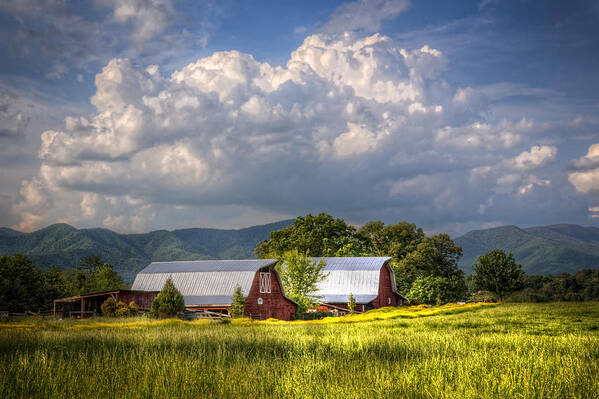 Appalachia Poster featuring the photograph Barns Under the Clouds by Debra and Dave Vanderlaan