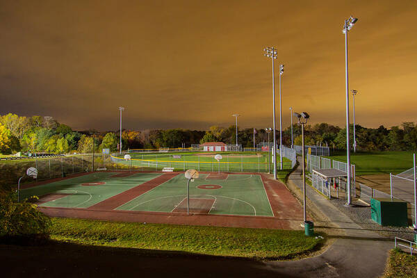 Milton Poster featuring the photograph Basketball Court at night by Brian MacLean