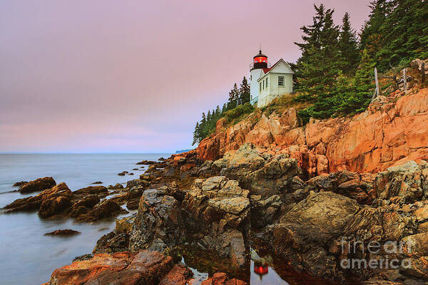 Usa Poster featuring the photograph Bass Harbor Head Light - Maine by Henk Meijer Photography