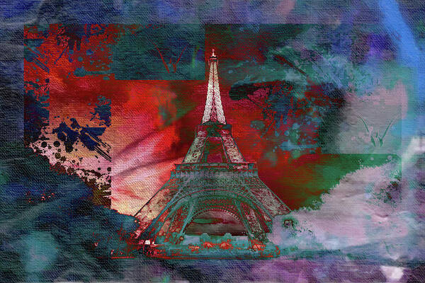 Paris Poster featuring the mixed media Bastille Day 3 by Priscilla Huber