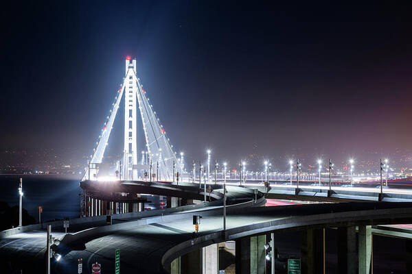 Bay Area Poster featuring the photograph Bay Bridge East By Night 3 by Jason Chu