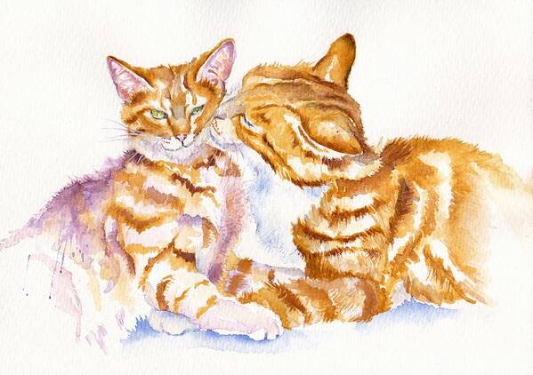 Cats Poster featuring the painting Be Adored - Ginger Cats by Debra Hall