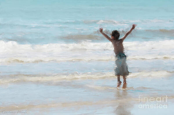 Ocean Art Poster featuring the painting Beach Boy Dancing by Constance Woods