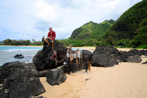 Kauai Poster featuring the photograph Beach Rider by Kathy Yates