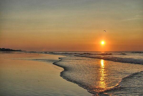 Sunset Poster featuring the photograph Topsail NC Beach Sunrise by Doug Ash