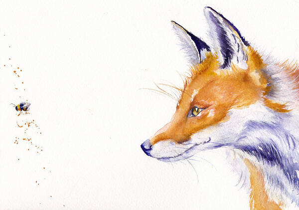 Red Fox Poster featuring the painting Bee Gone by Debra Hall