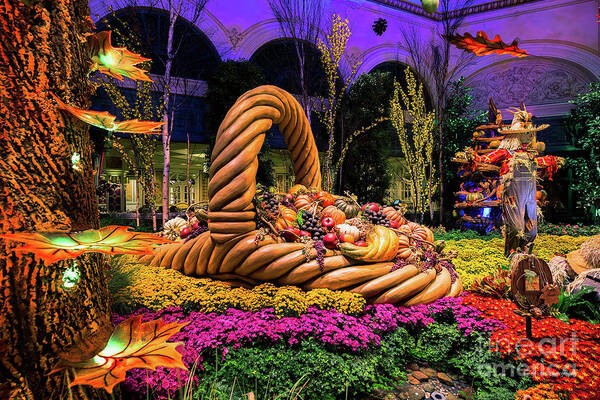Bellagio Conservatory Poster featuring the photograph Bellagio Harvest Show Basket and Scarecrow 2016 by Aloha Art