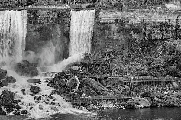 Niagara Falls Poster featuring the photograph Below Bridal Veil Falls 2 bw by Steve Harrington