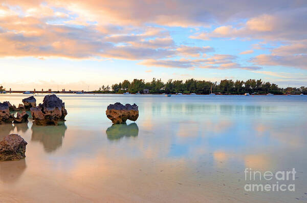 Bermuda Poster featuring the photograph Bermuda Beach Sunset Reflections by Charline Xia