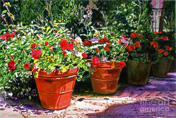 Flower Pots Poster featuring the painting Beverly Hills Terra Cotta by David Lloyd Glover